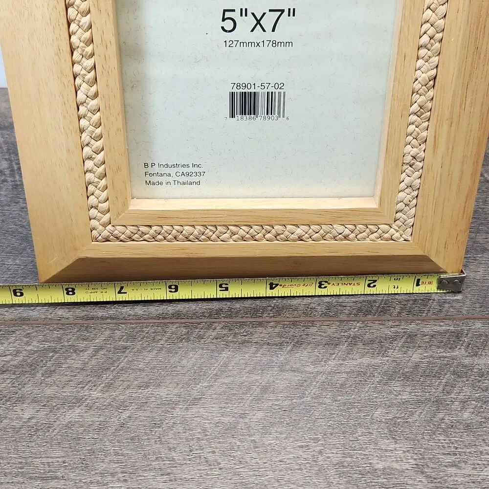 Lexington Collection 5x7 Wood Picture Frame With Wooven Braided Inlay